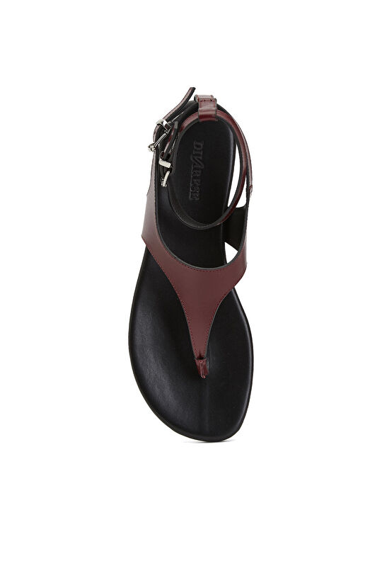 Burgundy Women's Leather Sandals