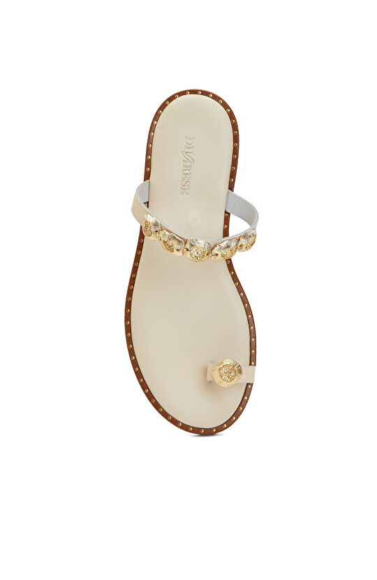White Accessory Detailed Women's Slippers