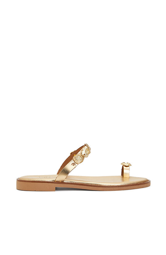 Gold Accessory Detailed Women's Slippers