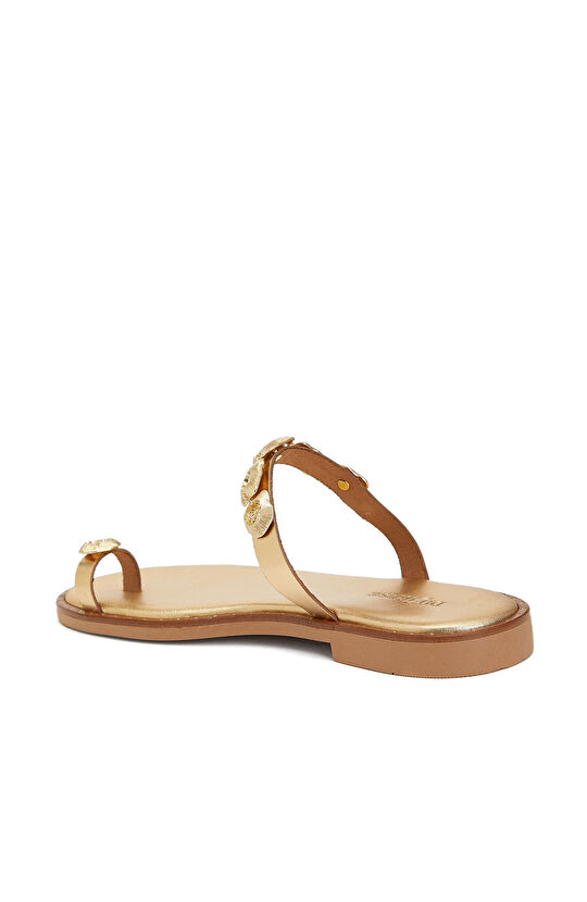Gold Accessory Detailed Women's Slippers