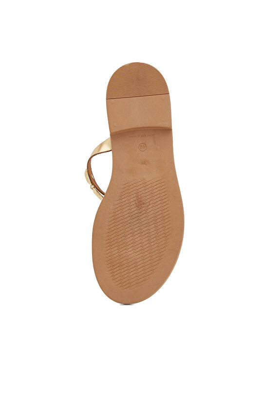 Gold Accessory Detailed Women's Slippers