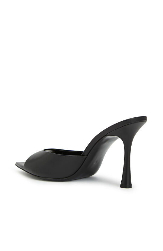 Siyah Kadın Deri Terlik