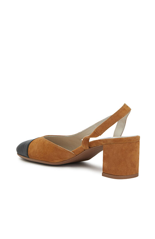 Camel Rahat Süet Topuklu Ayakkabı