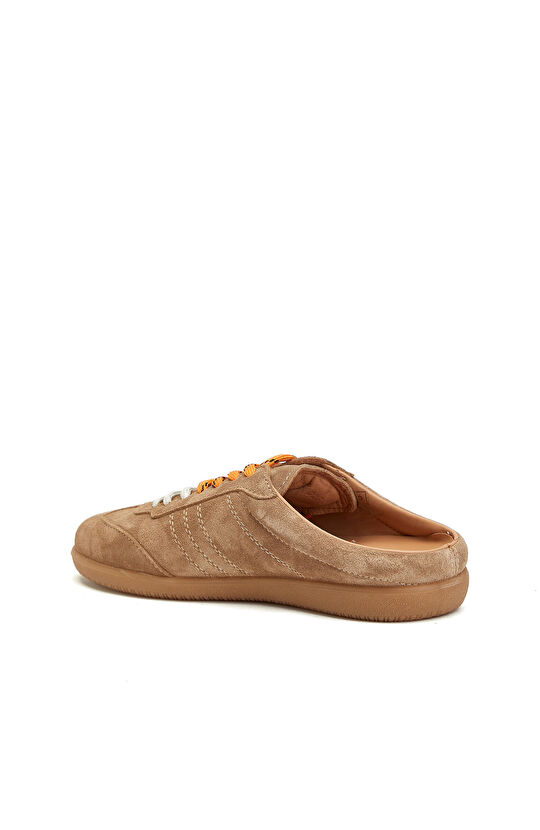 Bej Sneaker Görünümlü Kadın Deri Terlik