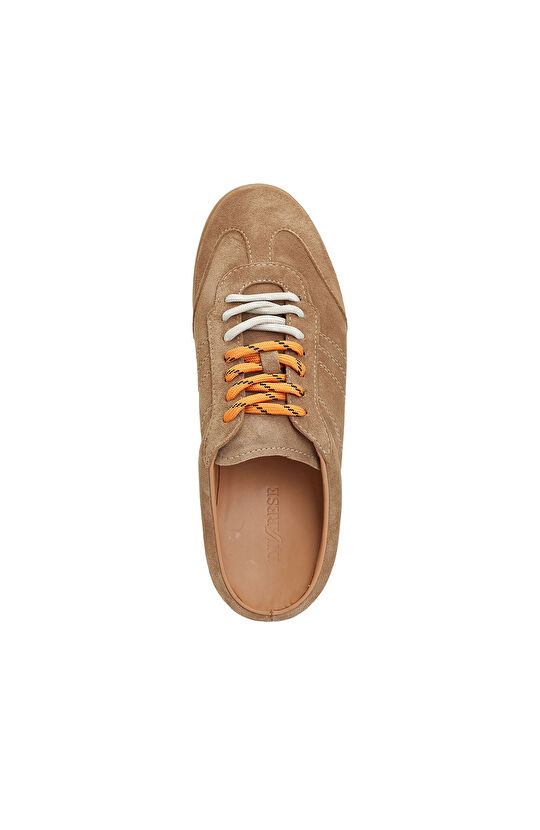 Bej Sneaker Görünümlü Kadın Deri Terlik