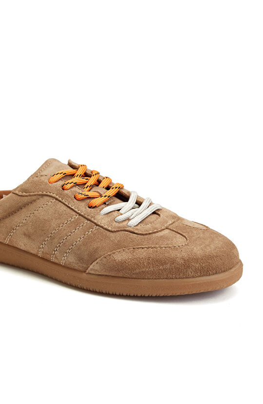 Bej Sneaker Görünümlü Kadın Deri Terlik