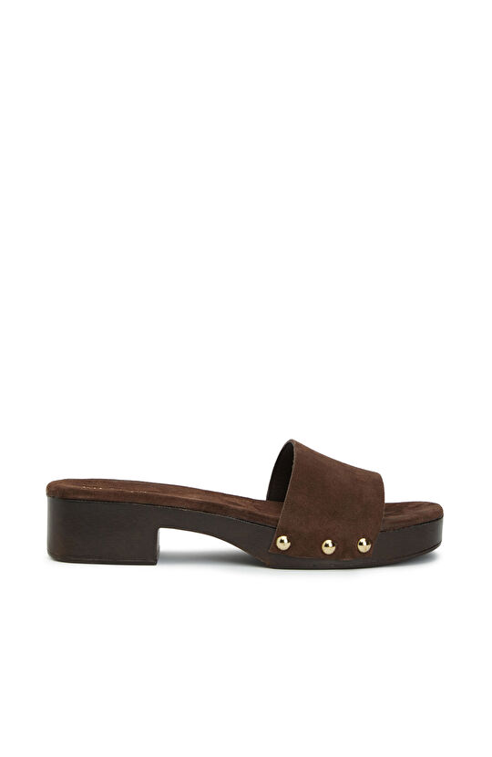 Kahverengi Tay Desenli Kadın Terlik