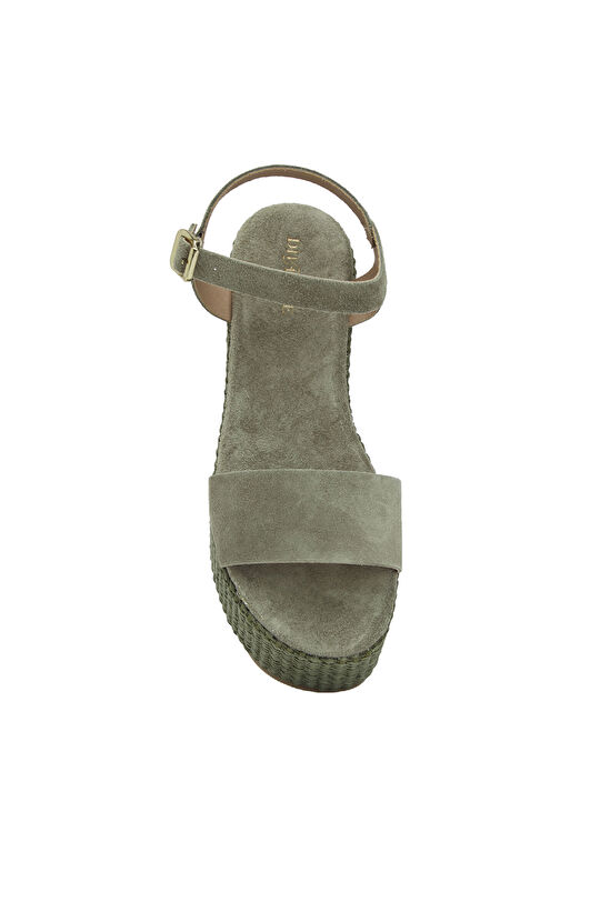 Açık Haki Kadın Süet Sandalet