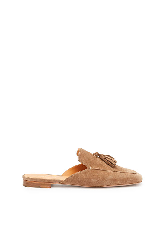 Tütün Püskül Detaylı Kadın Süet Terlik