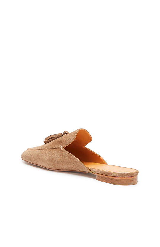 Tütün Püskül Detaylı Kadın Süet Terlik