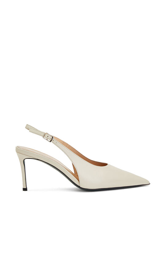 Krem Deri Topuklu Stiletto