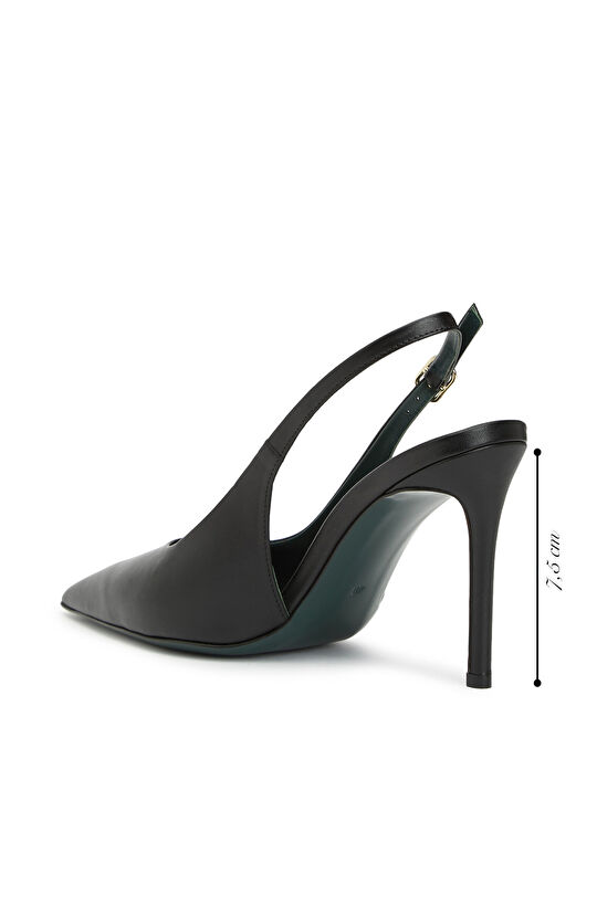Siyah Günlük Rahat Deri Stiletto