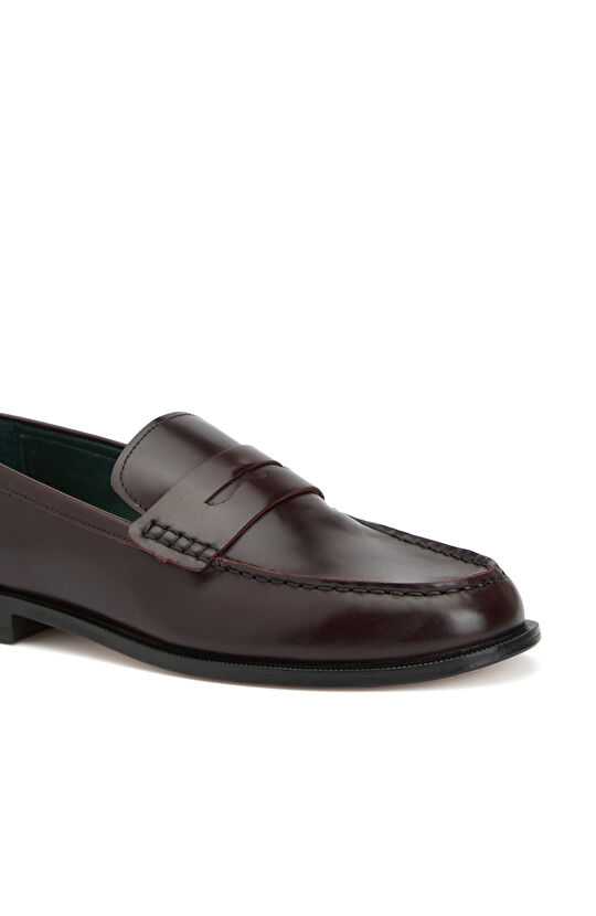 Bordo Kadın Deri Loafer