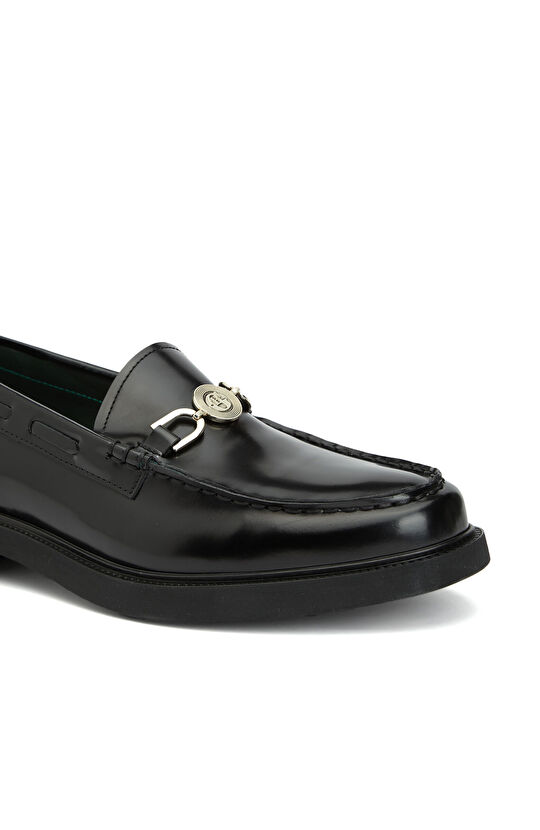 Siyah Toka Detaylı Kadın Deri Loafer