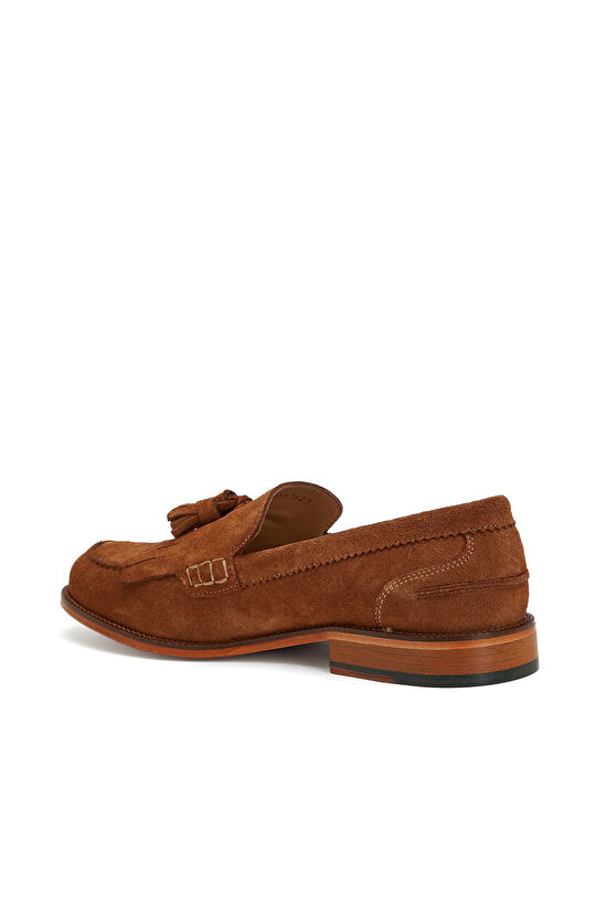 Tarçın Püskül Detaylı Kadın Deri Loafer