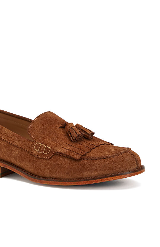 Tarçın Püskül Detaylı Kadın Deri Loafer