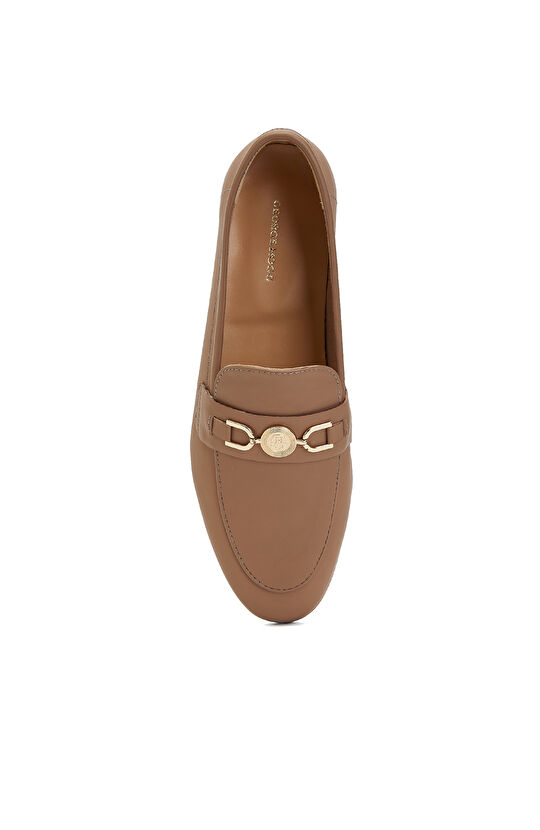 Mink Buckle Detailed Women's Leather Loafer