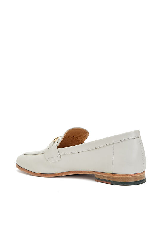 Off White Buckle Detailed Women's Leather Loafer