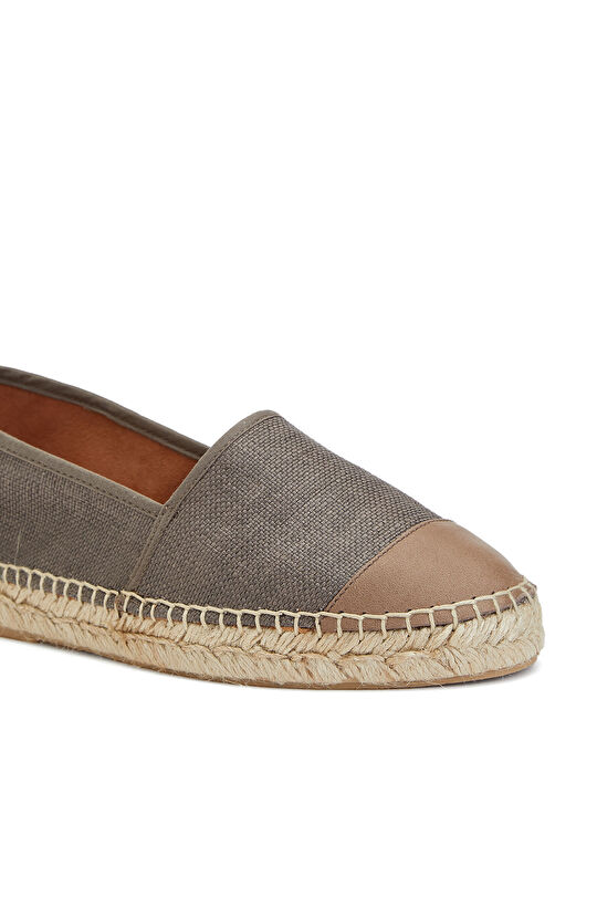Vizon Desenli Kadın Keten Espadril