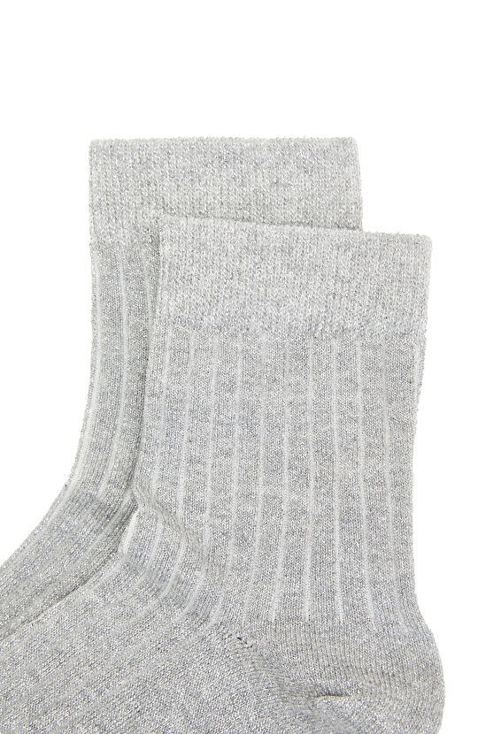 Gri Kadın Düz Soket Çorap