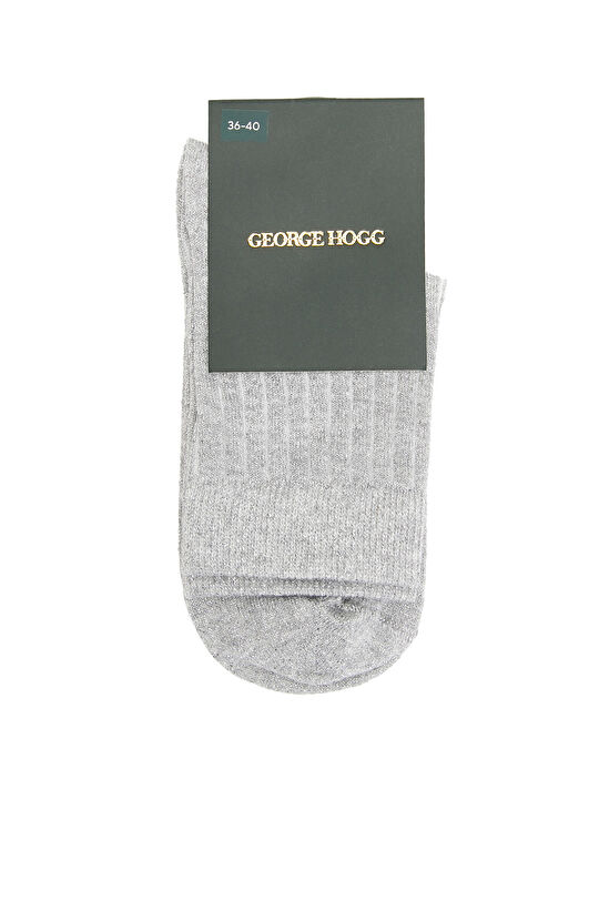 Gri Kadın Düz Soket Çorap