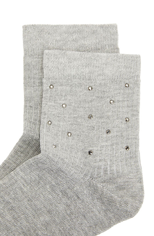 Gri Düz Soket Çorap