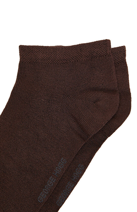 2li Kahverengi Düz Bambu Patik Erkek Çorap