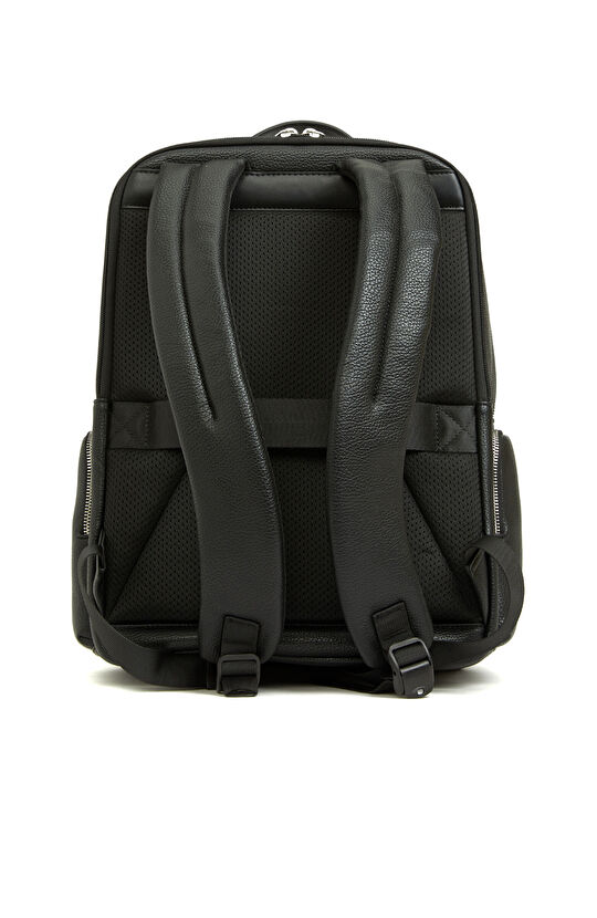 Siyah Erkek Suni Deri Sırt Çantası