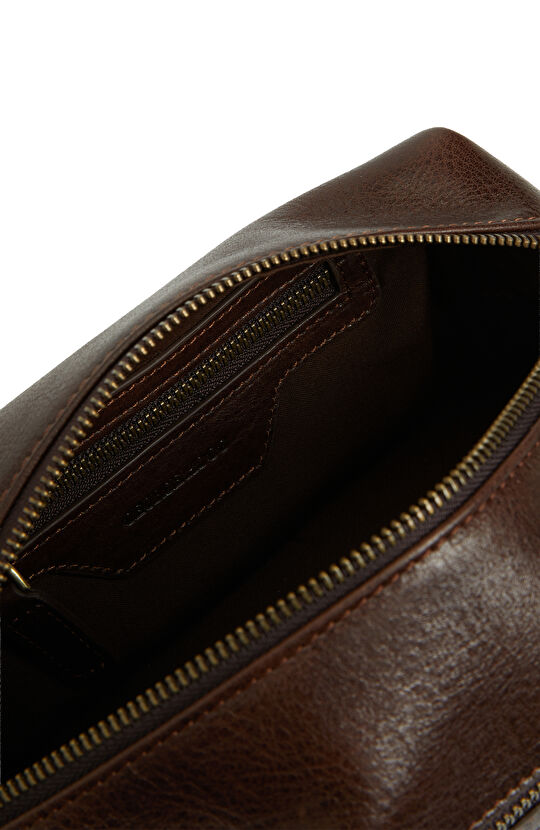 Kahverengi Deri Tıraş Çantası