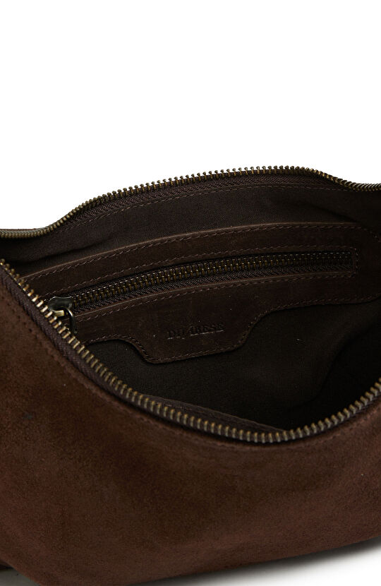 Kahverengi Püsküllü Kadın Süet Çanta