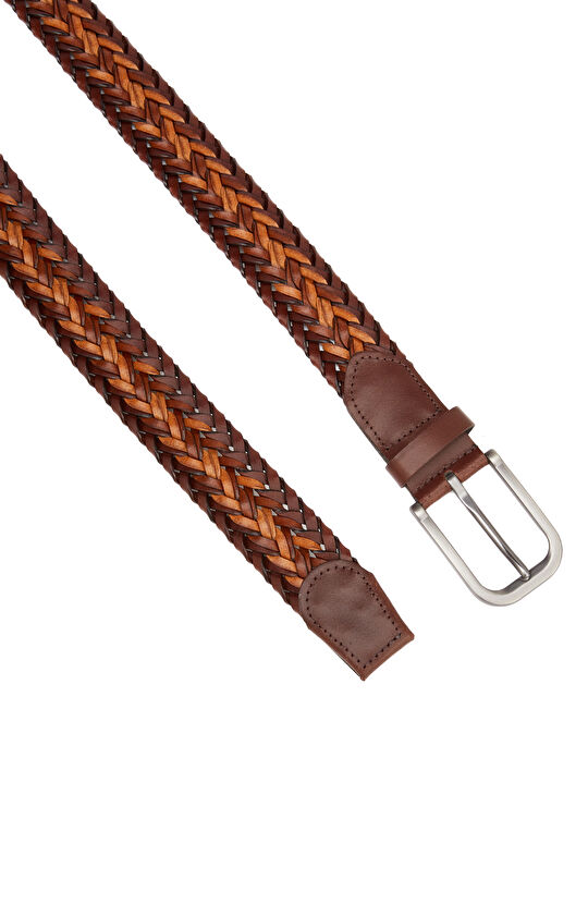 Kahverengi Erkek Örgü Deri Kemer