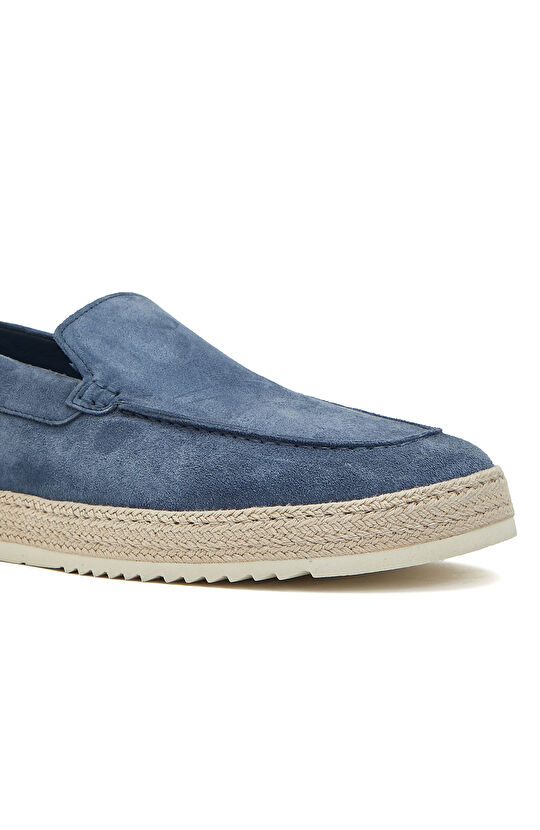 Mavi Saraç Detaylı Erkek Süet Loafer