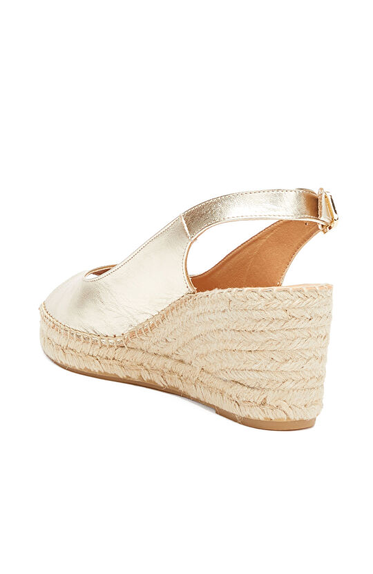 Gold Toka Detaylı Kadın Deri Espadril