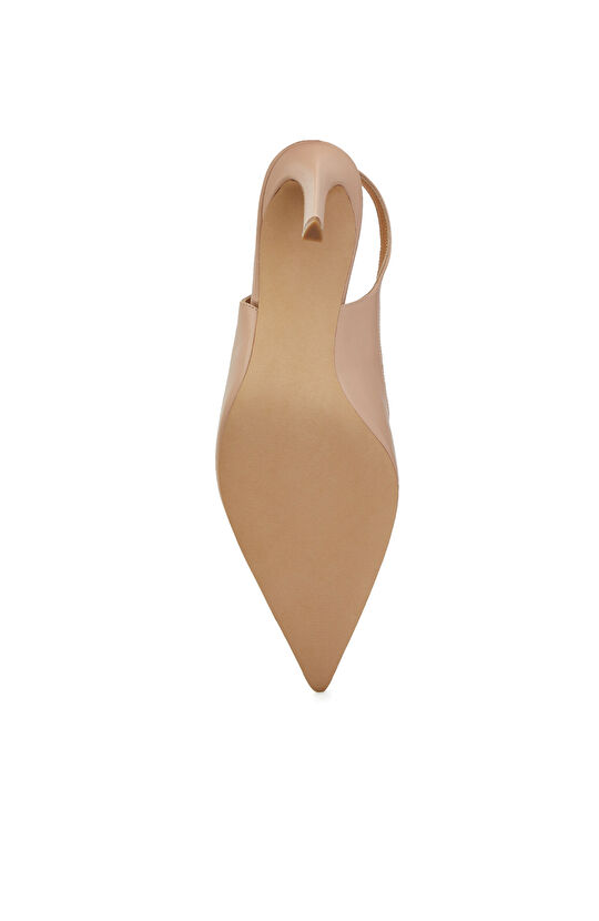 Nude Deri Topuklu Ayakkabı