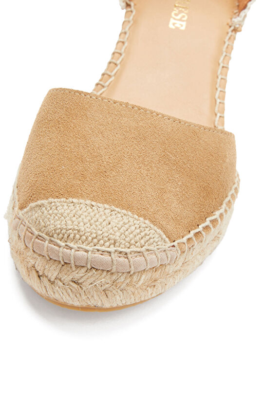 Nude Örgü Detaylı Kadın Keten Espadril