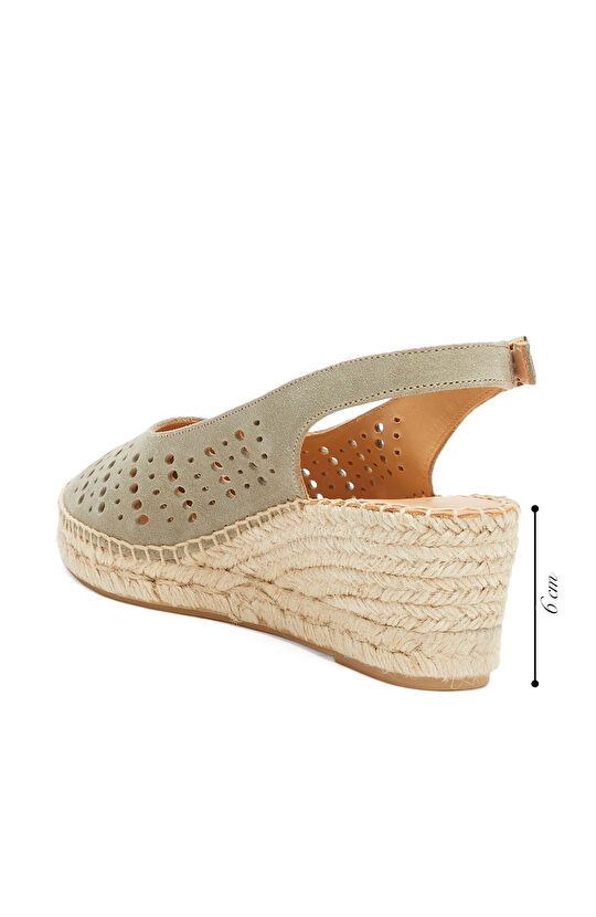 Su Yeşili Desenli Kadın Süet Espadril