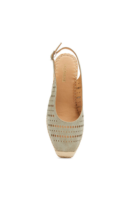 Su Yeşili Desenli Kadın Süet Espadril