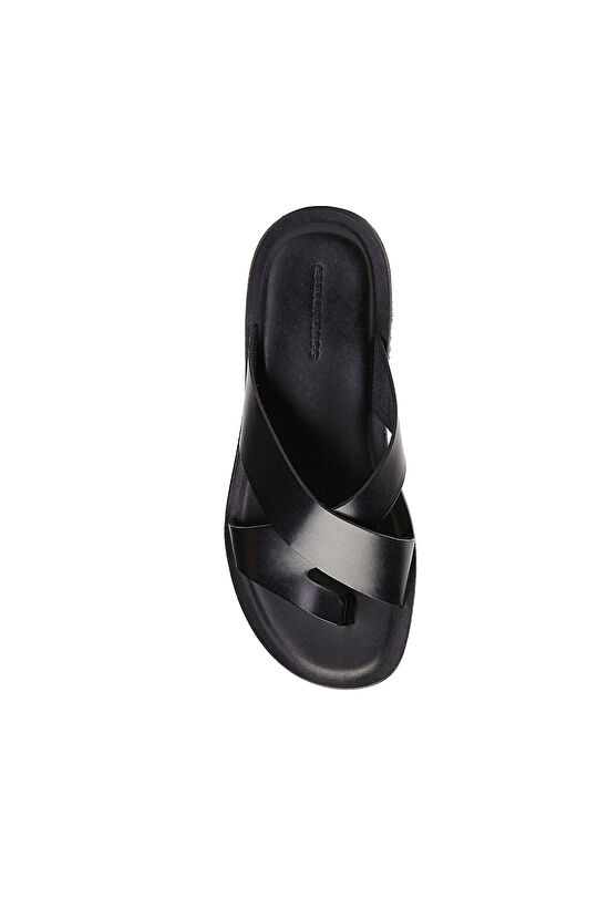 Siyah Erkek Günlük Rahat Deri Terlik