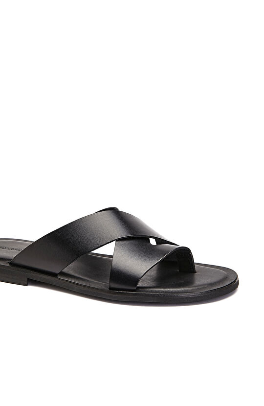 Siyah Erkek Günlük Rahat Deri Terlik