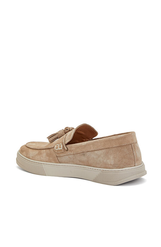 Bej Püskül Detaylı Erkek Deri Espadril