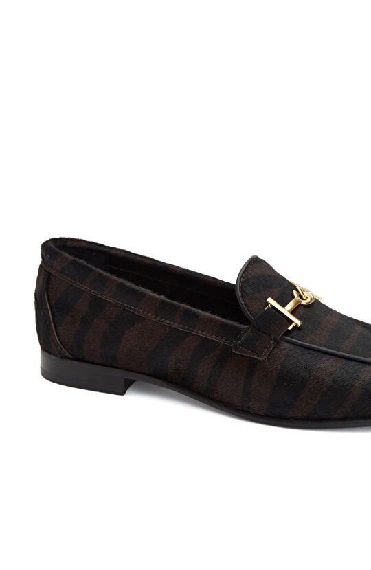 Zebra Tokalı Kadın Deri Loafer