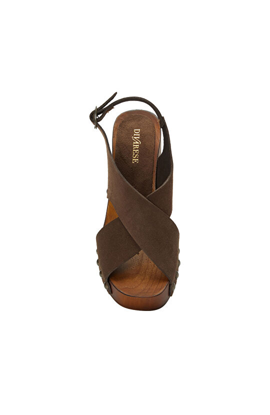 Acı Kahve Platformlu Kadın Süet Sandalet