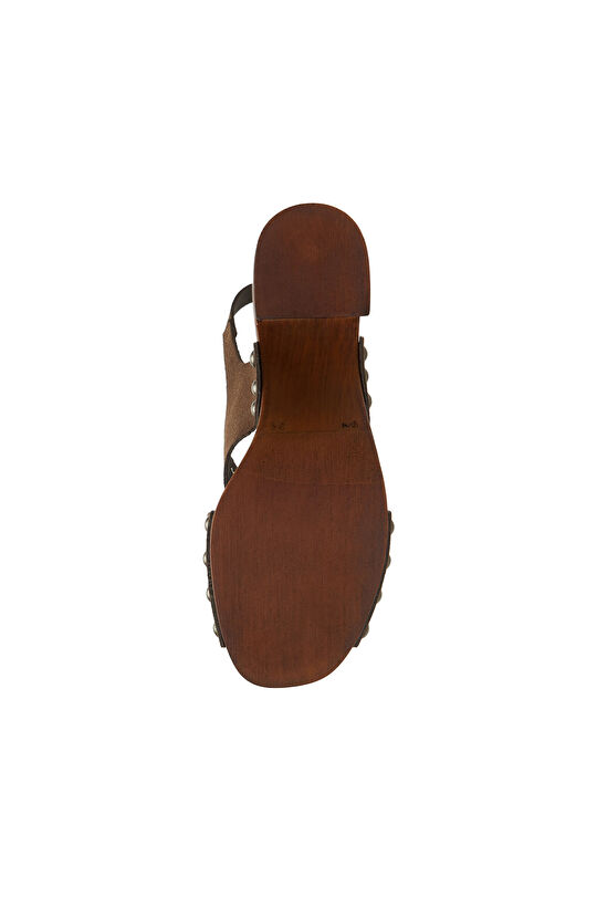 Acı Kahve Platformlu Kadın Süet Sandalet