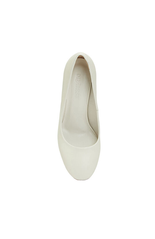 Kırık Beyaz Deri Stiletto