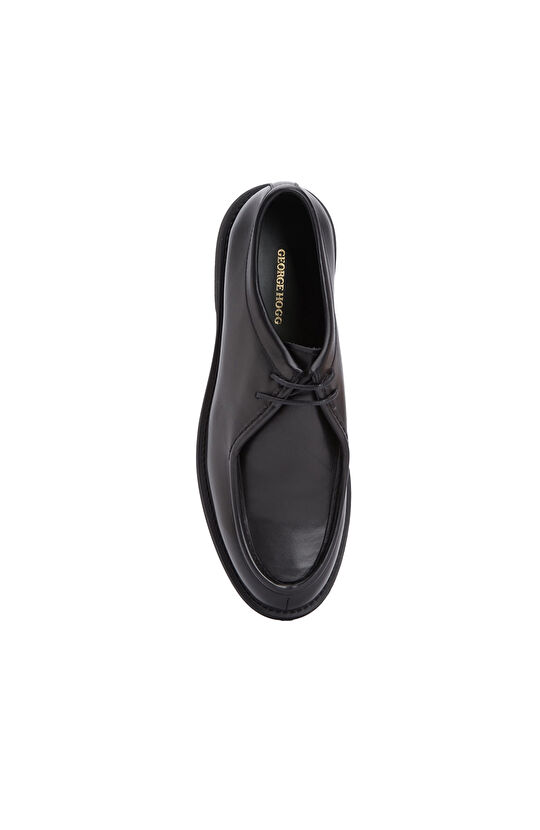 Black Saddle Detailed Men's Leather Shoes