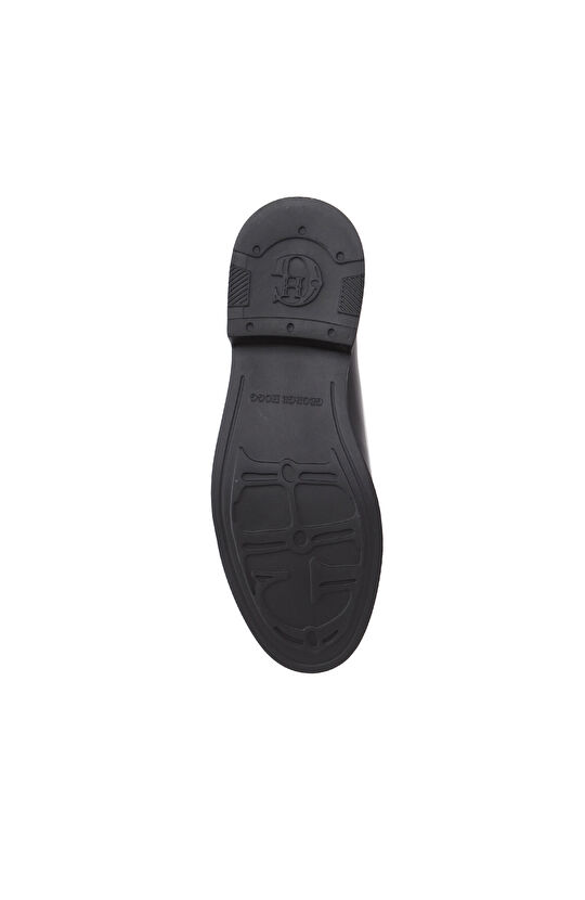 Black Saddle Detailed Men's Leather Shoes