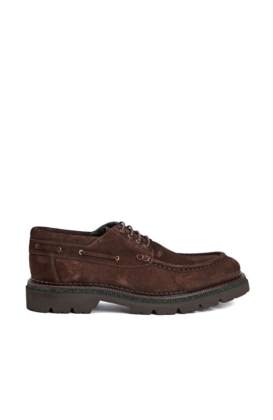 Brown Saddle Detailed Men's Suede Loafer