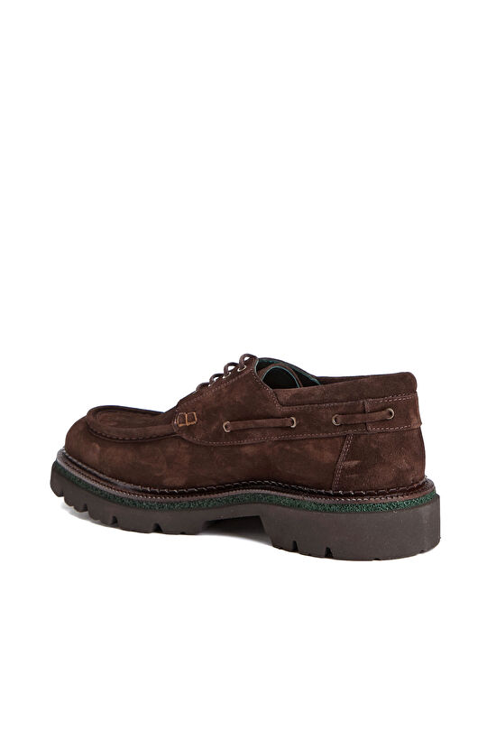 Brown Saddle Detailed Men's Suede Loafer