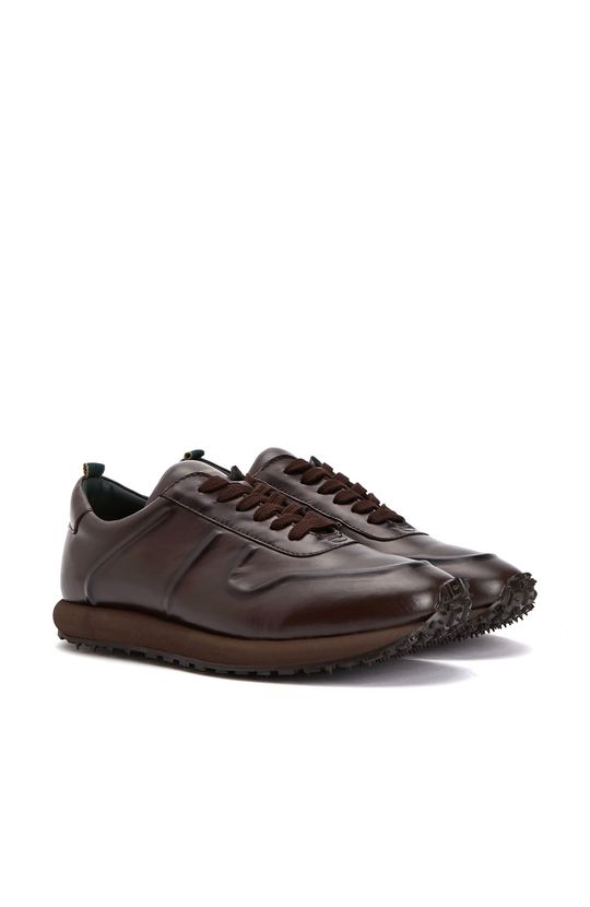 Bitter Brown Embossed Patterned Men's Leather Sneakers