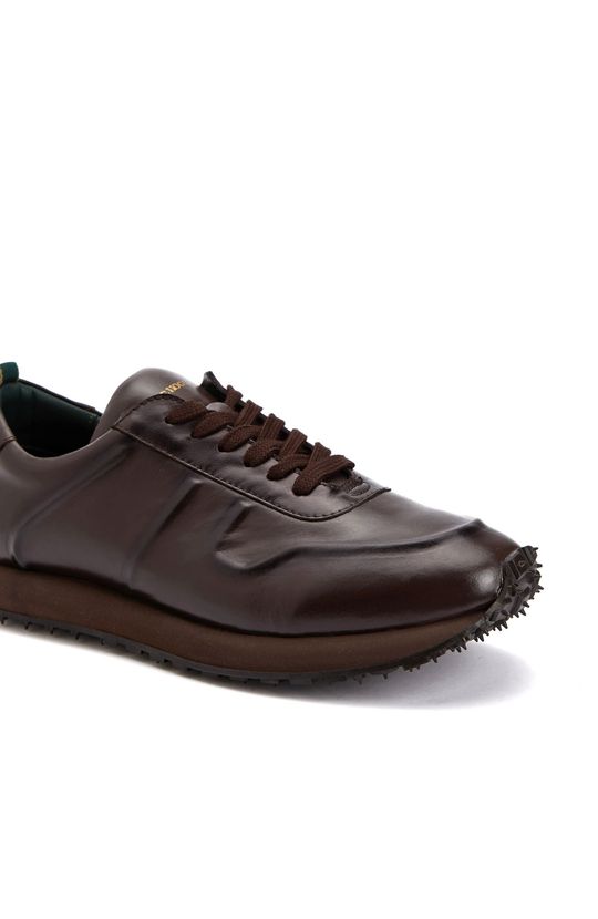 Bitter Brown Embossed Patterned Men's Leather Sneakers